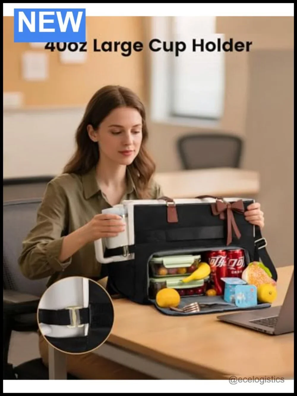 Insulated Tote Bag for Women with Laptop Compartment, Lunch Bag, 15.6